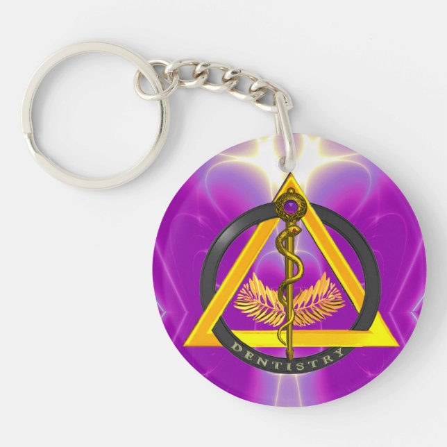 ROD OF ASCLEPIUS DENTIST DENTISTRY KEY RING (Front)