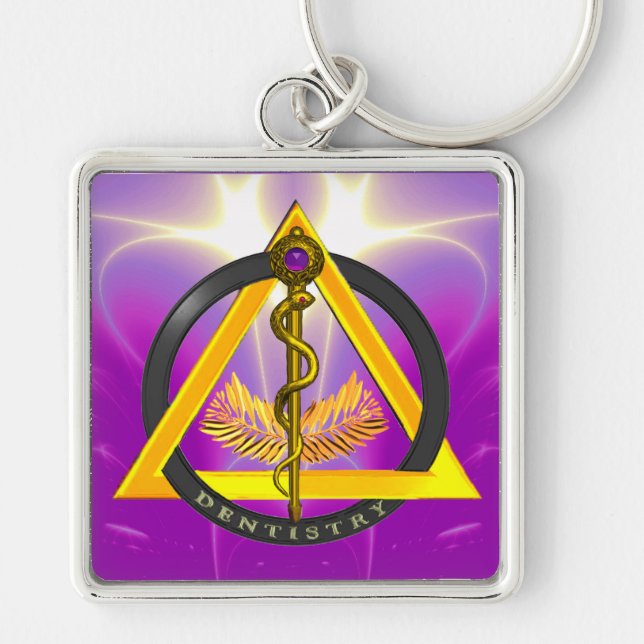 ROD OF ASCLEPIUS DENTIST DENTISTRY KEY RING (Front)