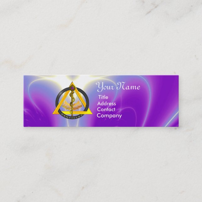 ROD OF ASCLEPIUS DENTIST DENTISTRY MINI BUSINESS CARD (Front)