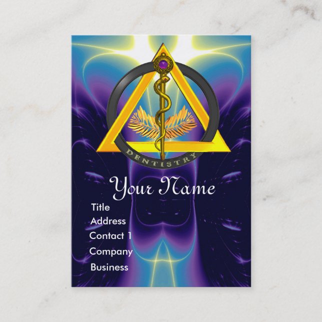 ROD OF ASCLEPIUS DENTIST DENTISTRY MONOGRAM BUSINESS CARD (Front)
