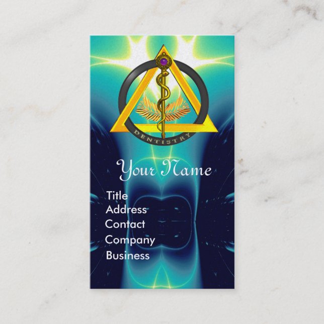 ROD OF ASCLEPIUS DENTIST DENTISTRY MONOGRAM BUSINESS CARD (Front)