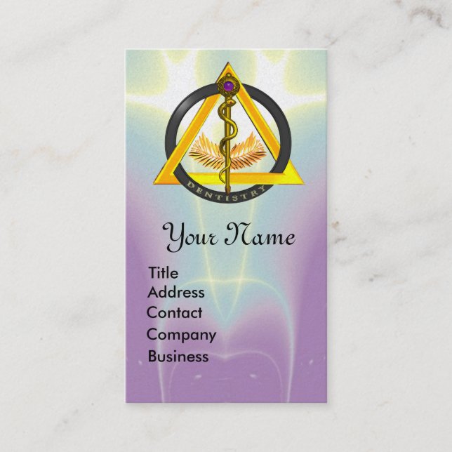 ROD OF ASCLEPIUS DENTIST DENTISTRY MONOGRAM BUSINESS CARD (Front)