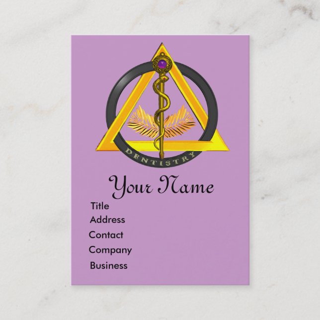 ROD OF ASCLEPIUS DENTIST DENTISTRY MONOGRAM BUSINESS CARD (Front)
