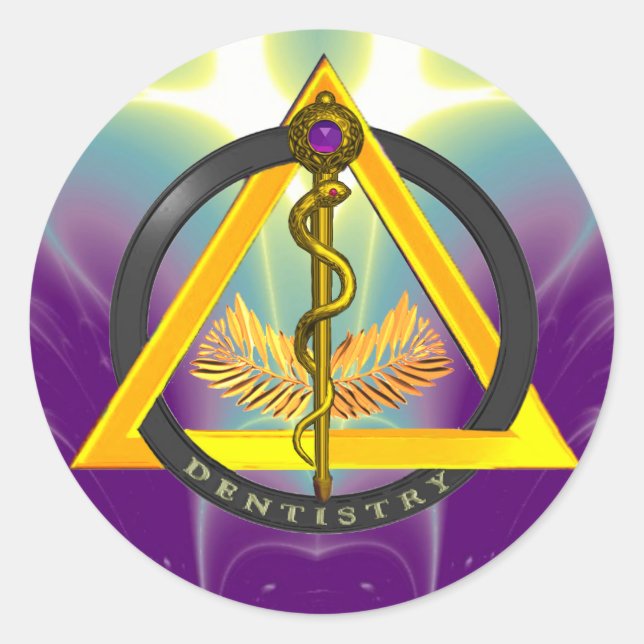 ROD OF ASCLEPIUS DENTIST DENTISTRY SYMBOL CLASSIC ROUND STICKER (Front)