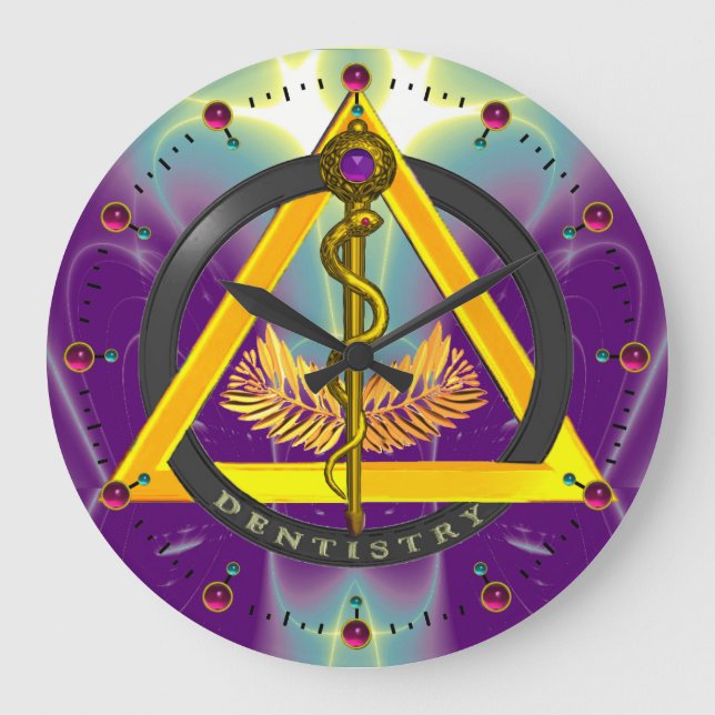 ROD OF ASCLEPIUS DENTIST DENTISTRY SYMBOL LARGE CLOCK (Front)