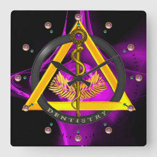 ROD OF ASCLEPIUS DENTIST DENTISTRY SYMBOL ,Lilac Square Wall Clock