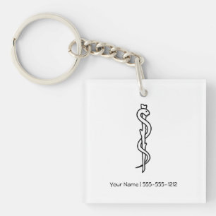 Rod of Asclepius Key Ring