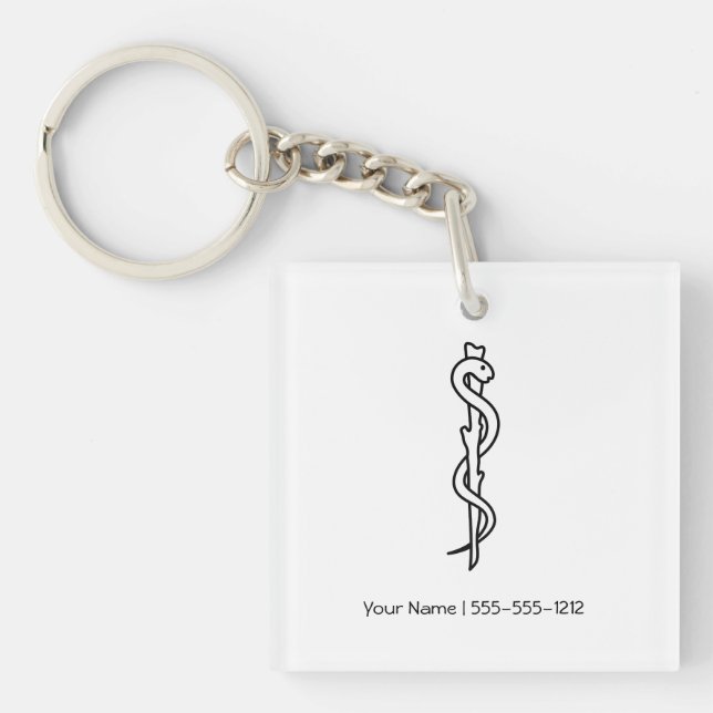 Rod of Asclepius Key Ring (Front)