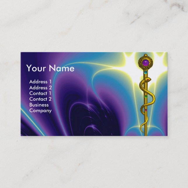 ROD OF ASCLEPIUS MEDICAL HEALTH CARE Monogram Business Card (Front)