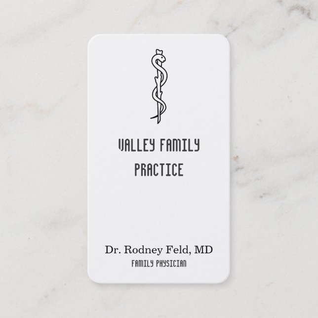 Rod of Asclepius [medical symbol] Business Card (Front)