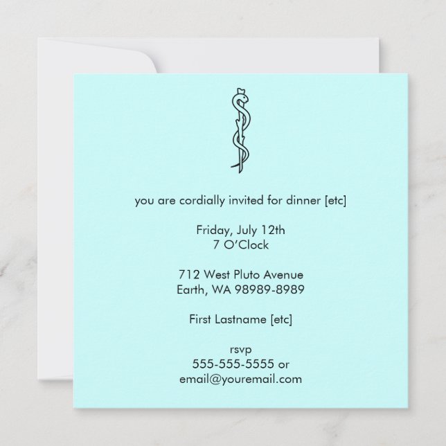 Rod of Asclepius [medical symbol] Invitation (Front)