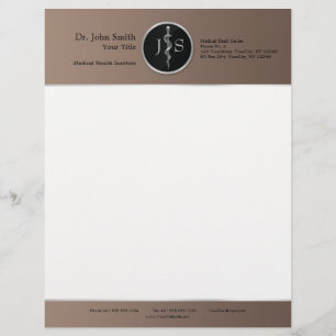 Rod of Asclepius Noble Classy Medical Silver Custom Letterhead