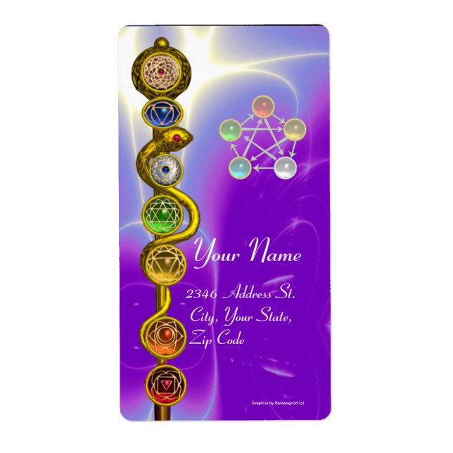 ROD OF ASCLEPIUS WITH 7 CHAKRAS ,SPIRITUAL ENERGY (Front)