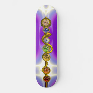 ROD OF ASCLEPIUS WITH 7 CHAKRAS ,SPIRITUAL ENERGY SKATEBOARD