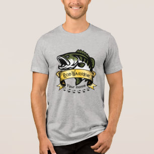 "Rod Warrior" personalised sport Bass fishing  Tri-Blend Shirt