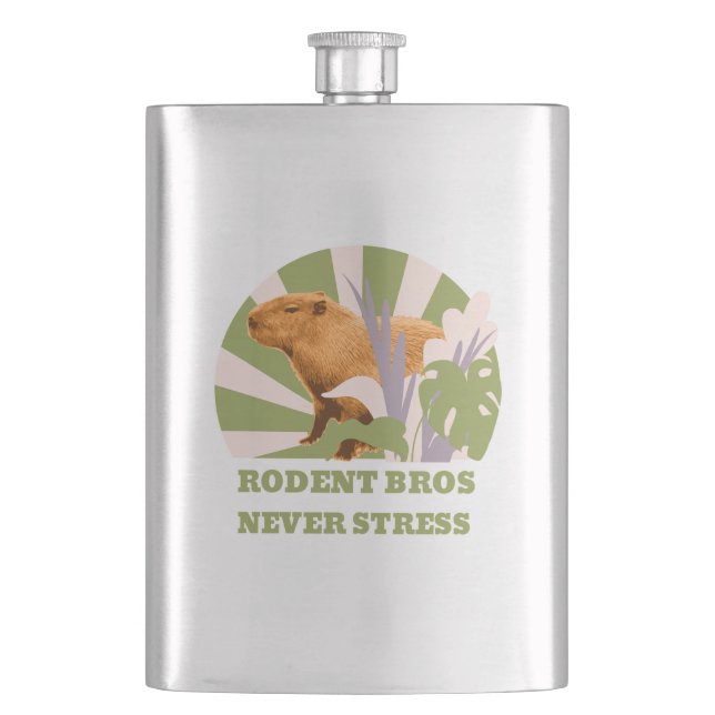 Rodent Bros Never Stress Capybara Hip Flask (Front)