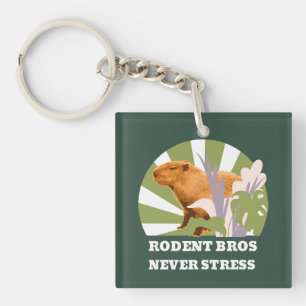 Rodent Bros Never Stress Funny Capybara Key Ring