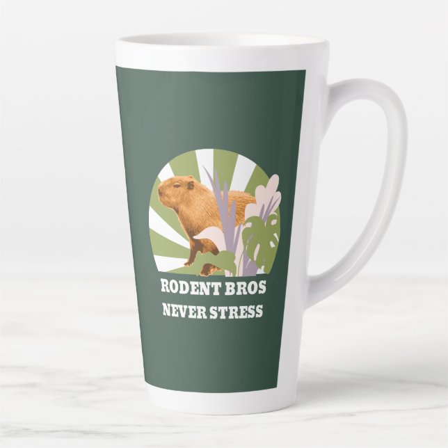 Rodent Bros Never Stress Funny Capybara Latte Mug (Right)