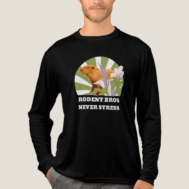Rodent Bros Never Stress Funny Capybara Tri-Blend Shirt (Front)