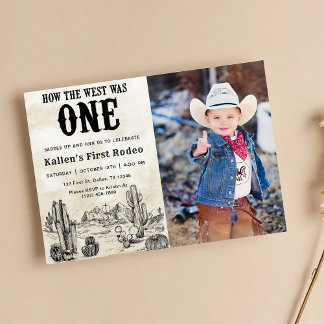 Rodeo 1st Birthday How The West Was One Photo Invitation