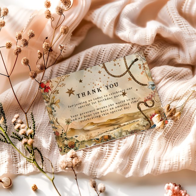 Rodeo Boots & Cactus 1st Birthday Thank You Card (Creator Uploaded)