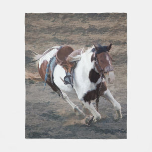Rodeo Bucking Pinto Bronco Fleece Blanket