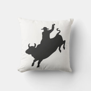 Rodeo Bull Ride silhouette Cushion