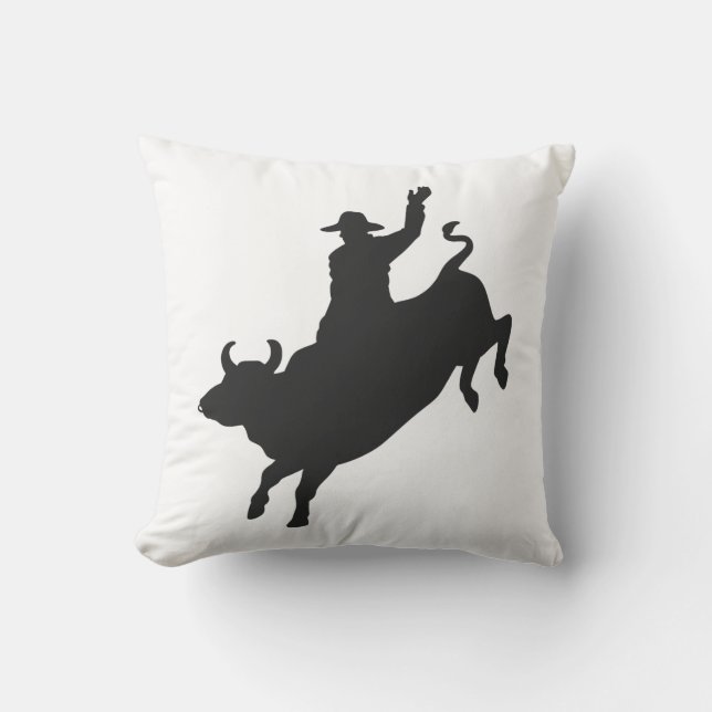 Rodeo Bull Ride silhouette Cushion (Front)