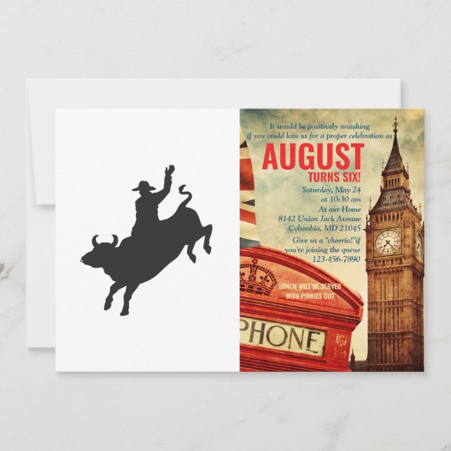 Rodeo Bull Ride silhouette Invitation (Front)