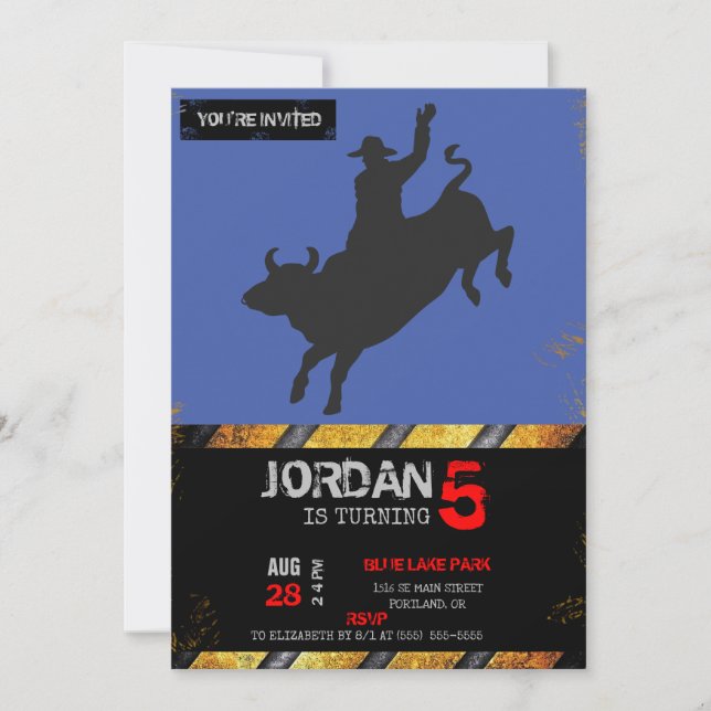 Rodeo Bull Ride silhouette Invitation (Front)