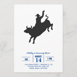 Rodeo Bull Ride silhouette Invitation
