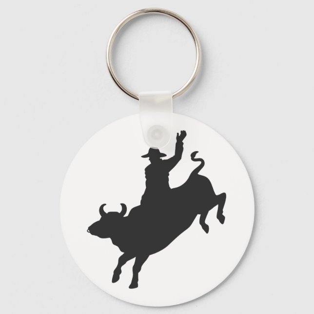 Rodeo Bull Ride silhouette Key Ring (Front)