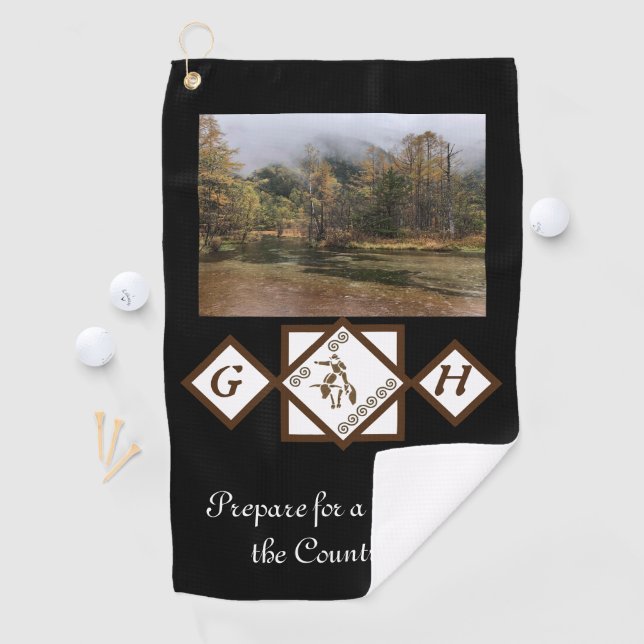 Rodeo Bull Rider and Longhorn Monogram Photo Golf Towel (InSitu)