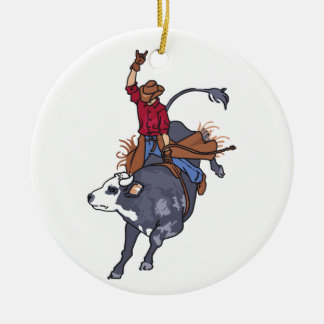 Rodeo Bull Rider Ceramic Tree Decoration