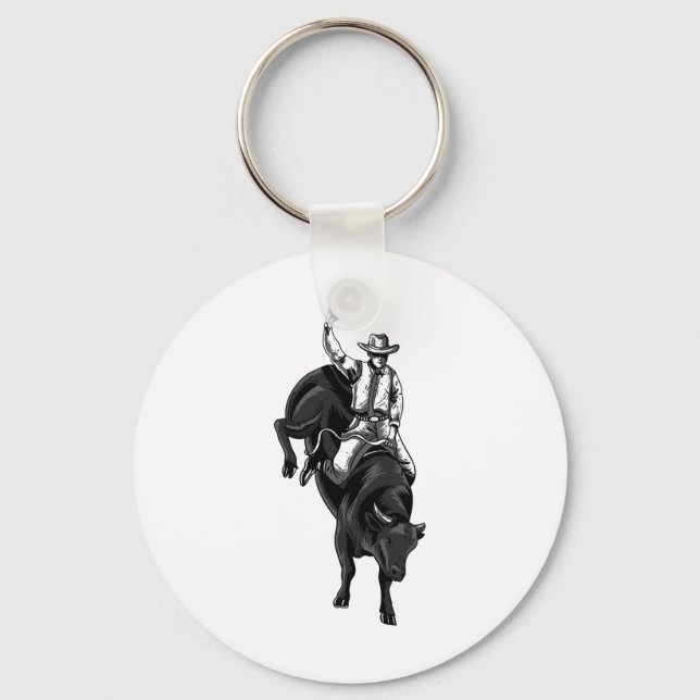 Rodeo Bull Rider For Cowboys Horseback Riding Hors Key Ring (Front)