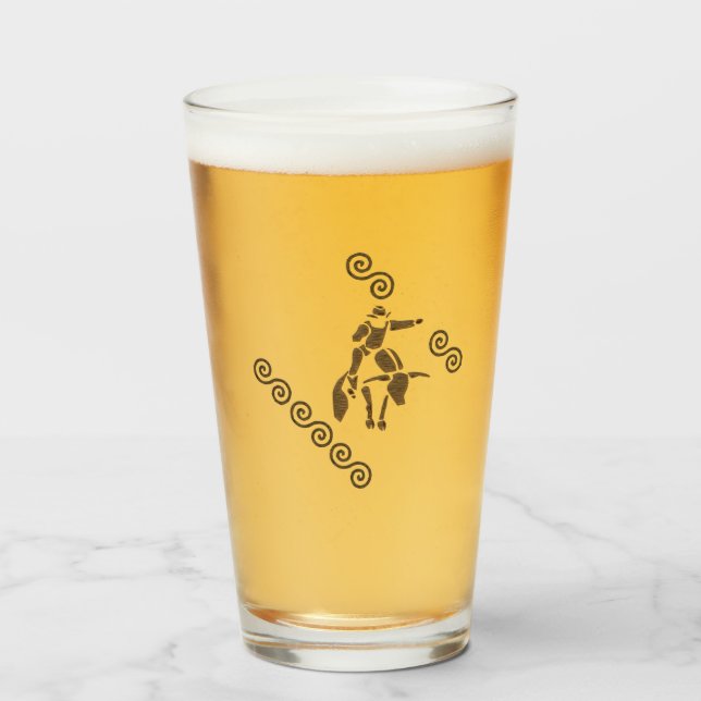 Rodeo Bull Rider on a Longhorn Glass (Front Filled)