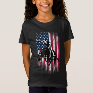 Rodeo Bull Rider Patriotic American Flag Cowboys T-Shirt