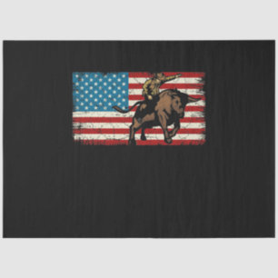 Rodeo Bull Rider Patriotic American Flag Cowboys Tissue Paper