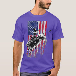 Rodeo Bull Rider Patriotic American Flag for Cowb T-Shirt