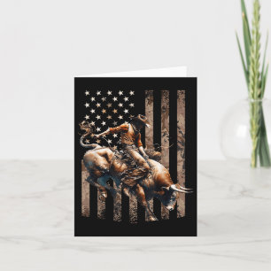 Rodeo Bull Rider Patriotic Cowboy Usa Flag Desert  Card