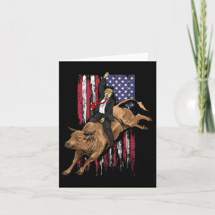Rodeo Bull Rider Trump American Flag Cowboy Bull Card