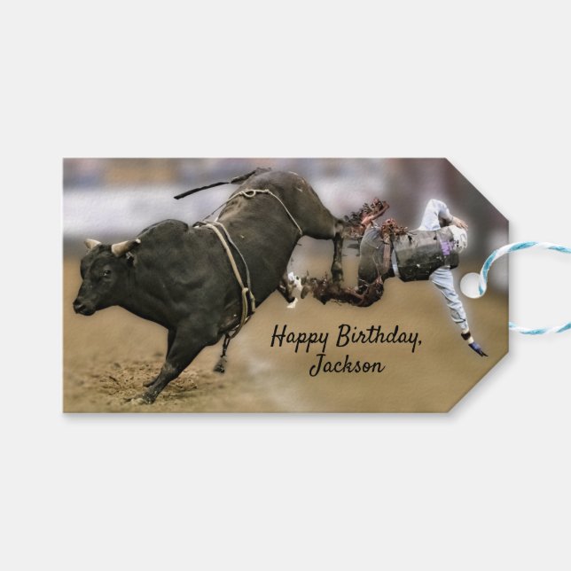 Rodeo Bullriding Gift Tags (Front (Horizontal))