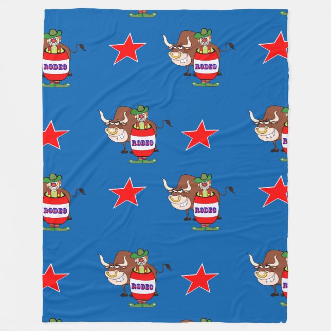 Rodeo Clown and Bull Fleece Blanket (Front)