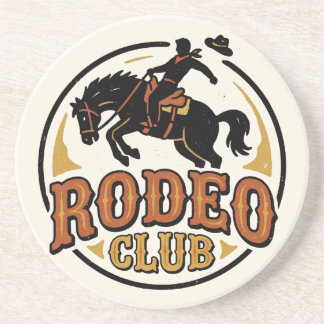 Rodeo Club Vintage Cowboy Bucking Bronco Western Coaster