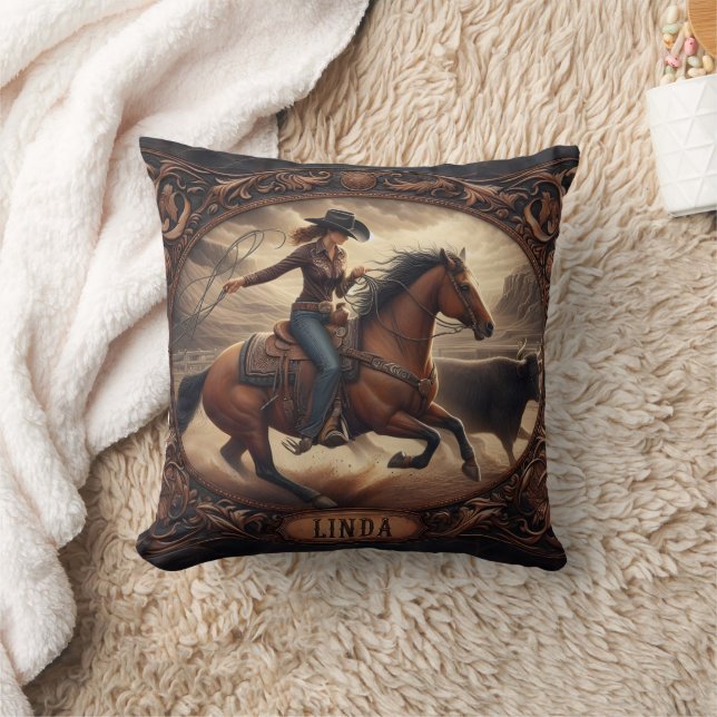 Rodeo Competitor Roping at Sunset in Colorado Cushion (Blanket)