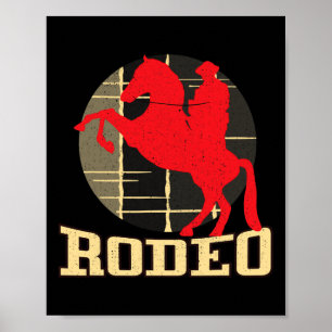 Rodeo Country Cowboys Horse Horseback Riding Vinta Poster