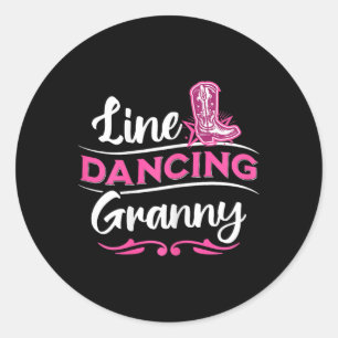 Rodeo Country Western Pink Cowboy Boots Line Danci Classic Round Sticker