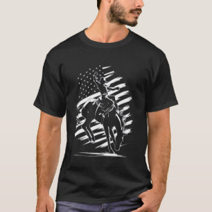 Rodeo Cowboy American Flag Bull Riding Western Cou T-Shirt