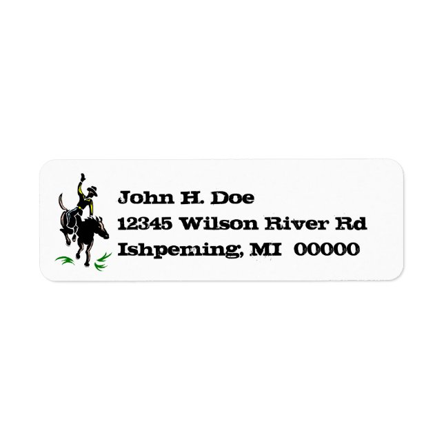 Rodeo Cowboy Bronc Rider Horse Return Addr Labels (Front)
