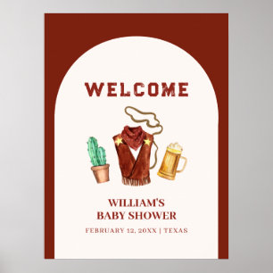 Rodeo Cowboy Cactus Beer Arch Baby Shower Welcome Poster